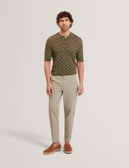 Men HELME Geometric Open Knit Short Sleeve Polo - Ted Baker