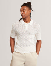 Men HELME Geometric Open Knit Short Sleeve Polo - Ted Baker