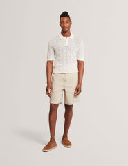 Men HELME Geometric Open Knit Short Sleeve Polo - Ted Baker