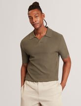 Men AINDREA Stitched Rib Open Neck Polo Shirt - Ted Baker