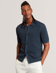 Men DOMATI Diamond Crochet Knit Short Sleeve Shirt - Ted Baker
