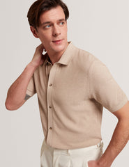 Men CONNYR Textured Knit Button-Through Polo Shirt - Ted Baker