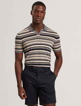 Men BRODI Striped Linen Blend Knitted Polo Shirt - Ted Baker
