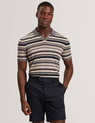 Men BRODI Striped Linen Blend Knitted Polo Shirt - Ted Baker