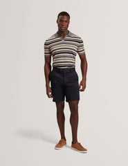 Men BRODI Striped Linen Blend Knitted Polo Shirt - Ted Baker