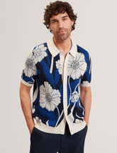 Men ALDERY Jacquard Botanical Print Wool Blend Shirt - Ted Baker