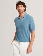 Men AINDREA Stitched Rib Open Neck Polo Shirt - Ted Baker