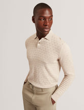 Men|Sale GATEN Branded Texture Long Sleeve Polo - Ted Baker