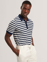 Men FROOBIE Wavy Stripe Merino Wool Blend Polo - Ted Baker