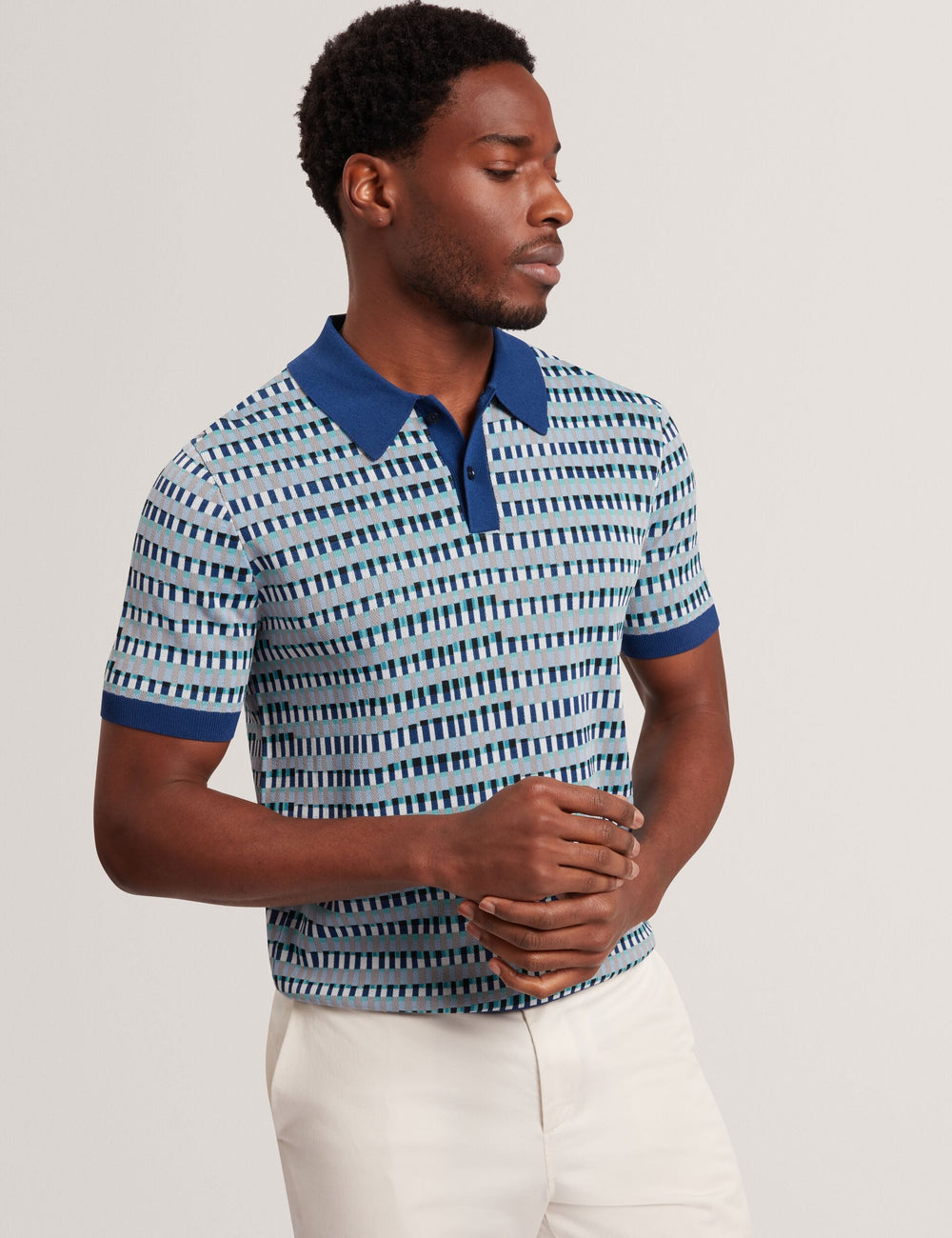 Men|Sale TADMORI Jacquard Dash Check Knitted Polo - Ted Baker