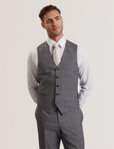 Men RONAV - Windowpane Check Wool Suit Vest - Ted Baker