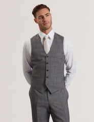 Men RONAV - Windowpane Check Wool Suit Vest - Ted Baker
