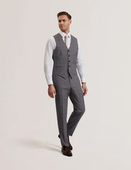 Men RONAV - Windowpane Check Wool Suit Vest - Ted Baker