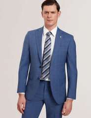 Men JAYAD - Slim Fit Blue Check Wool Suit Jacket - Ted Baker