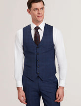 Men JAYALAV - Slim Fit Navy Check Wool Suit Vest - Ted Baker