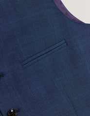 Men JAYALAV - Slim Fit Navy Check Wool Suit Vest - Ted Baker