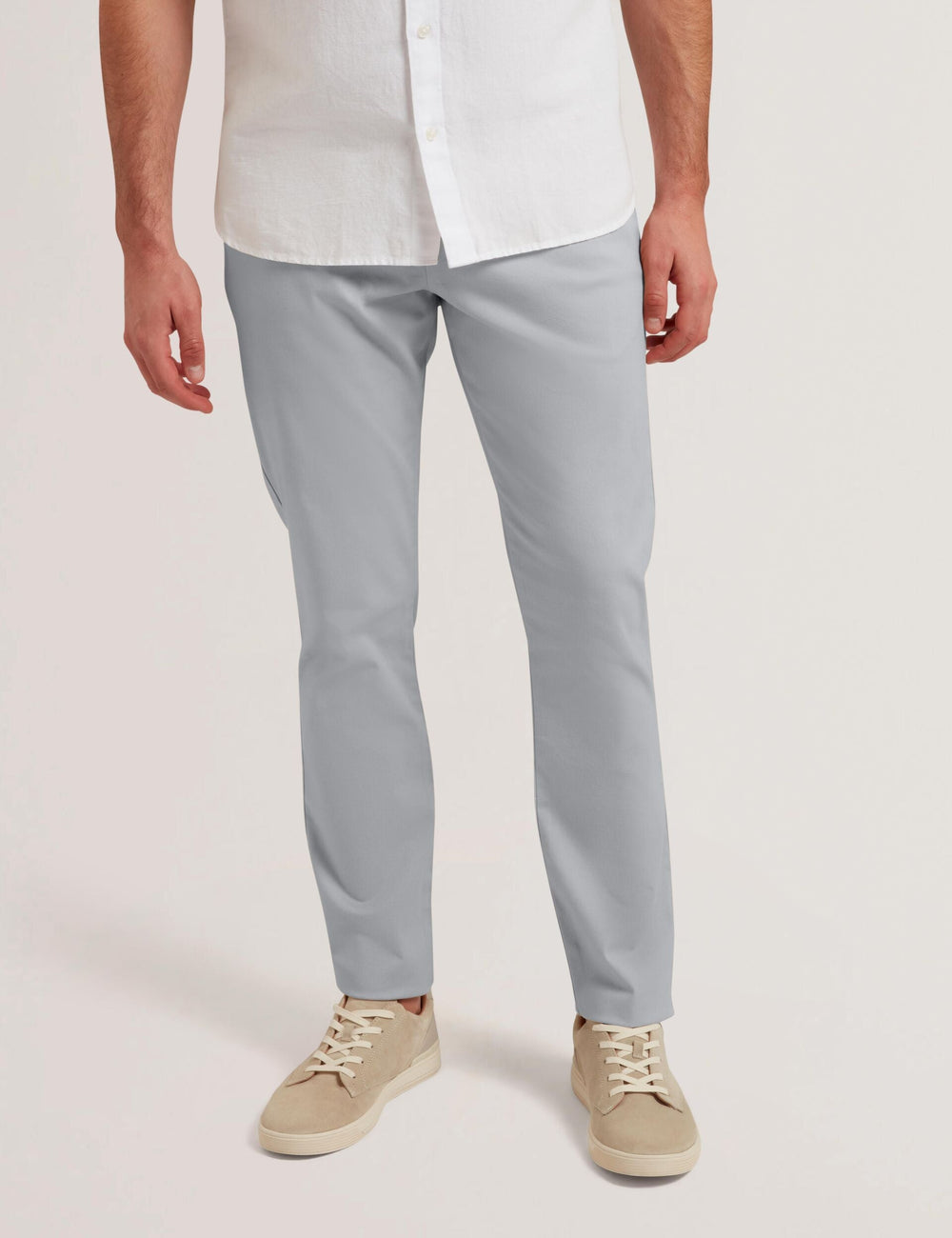 Men BATFORD - Grey Slim Fit Cotton Blend Chinos - Ted Baker