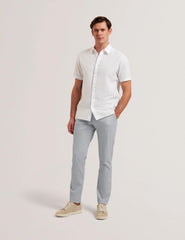 Men BATFORD - Grey Slim Fit Cotton Blend Chinos - Ted Baker