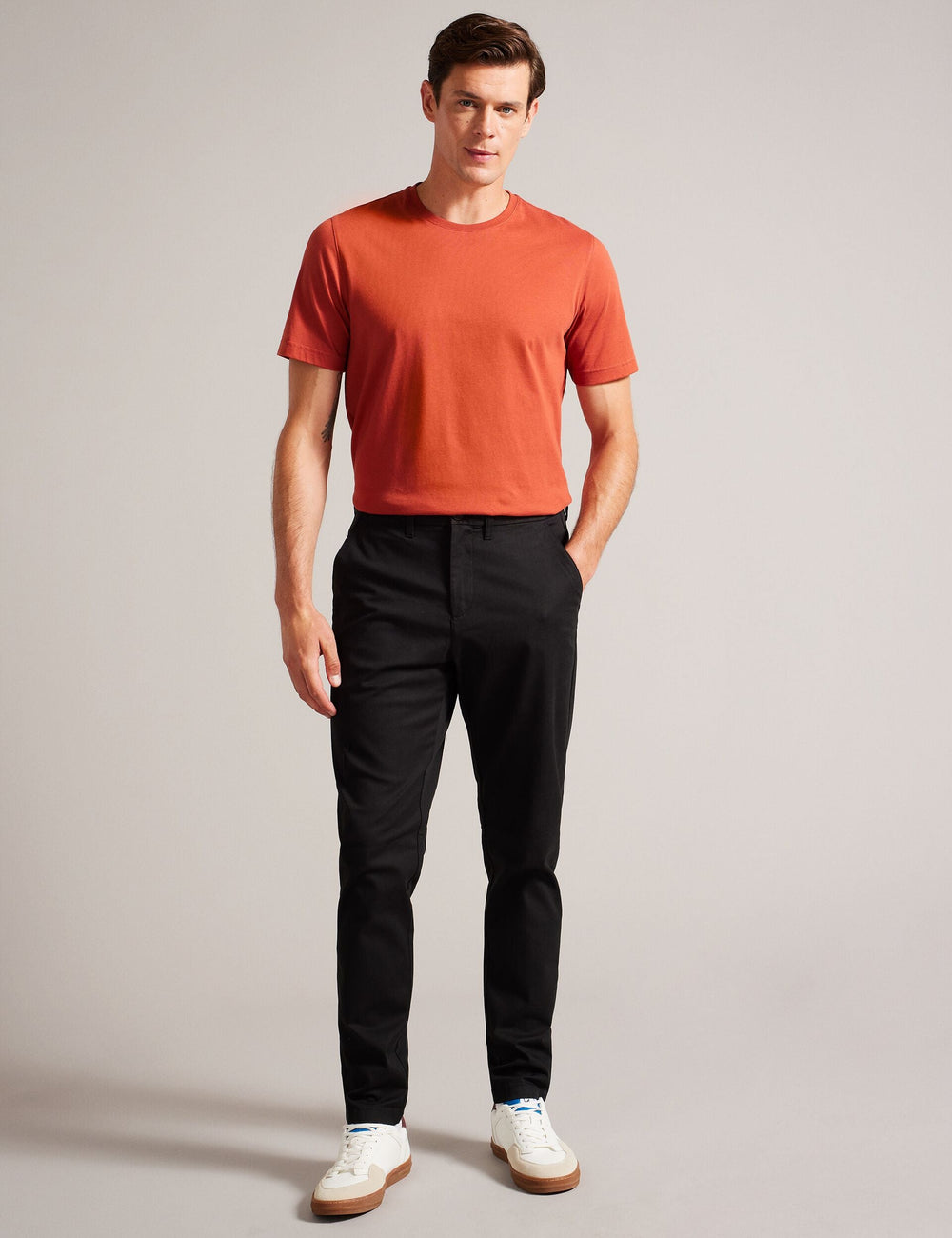 Men|Sale HAYBRN - Black Regular Fit Woven Texture Chinos - Ted Baker