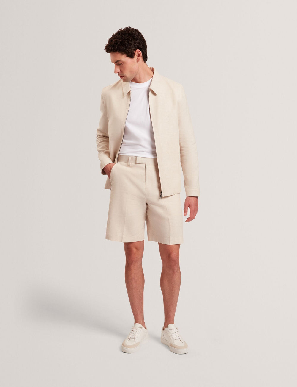 Men GIVRAN Slim Fit Linen Blend Tailored Shorts - Ted Baker