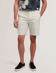 Men KENLEYS - Stone Linen Cotton Woven Tailored Shorts - Ted Baker