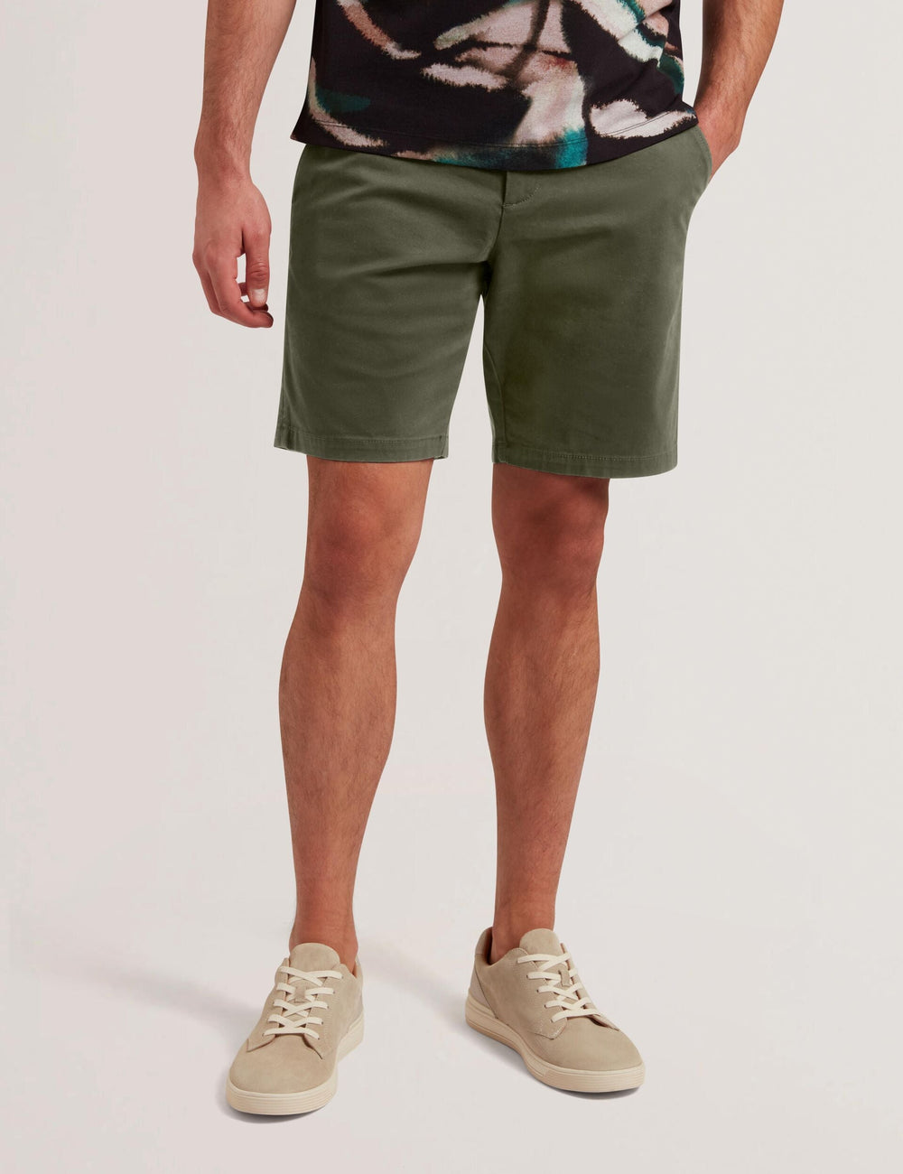 Men BARNHAM - Khaki Cotton Blend Chino Shorts - Ted Baker