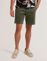 Men BARNHAM - Khaki Cotton Blend Chino Shorts - Ted Baker
