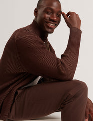 Men|Sale ROMANI Rib Knit Funnel Neck Zip-Up Sweater - Ted Baker