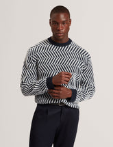 Men|Sale SERGEJ Zig Zag Print Wool Blend Jumper - Ted Baker