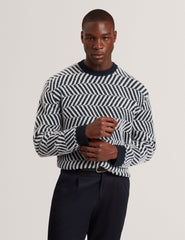 Men|Sale SERGEJ Zig Zag Print Wool Blend Jumper - Ted Baker