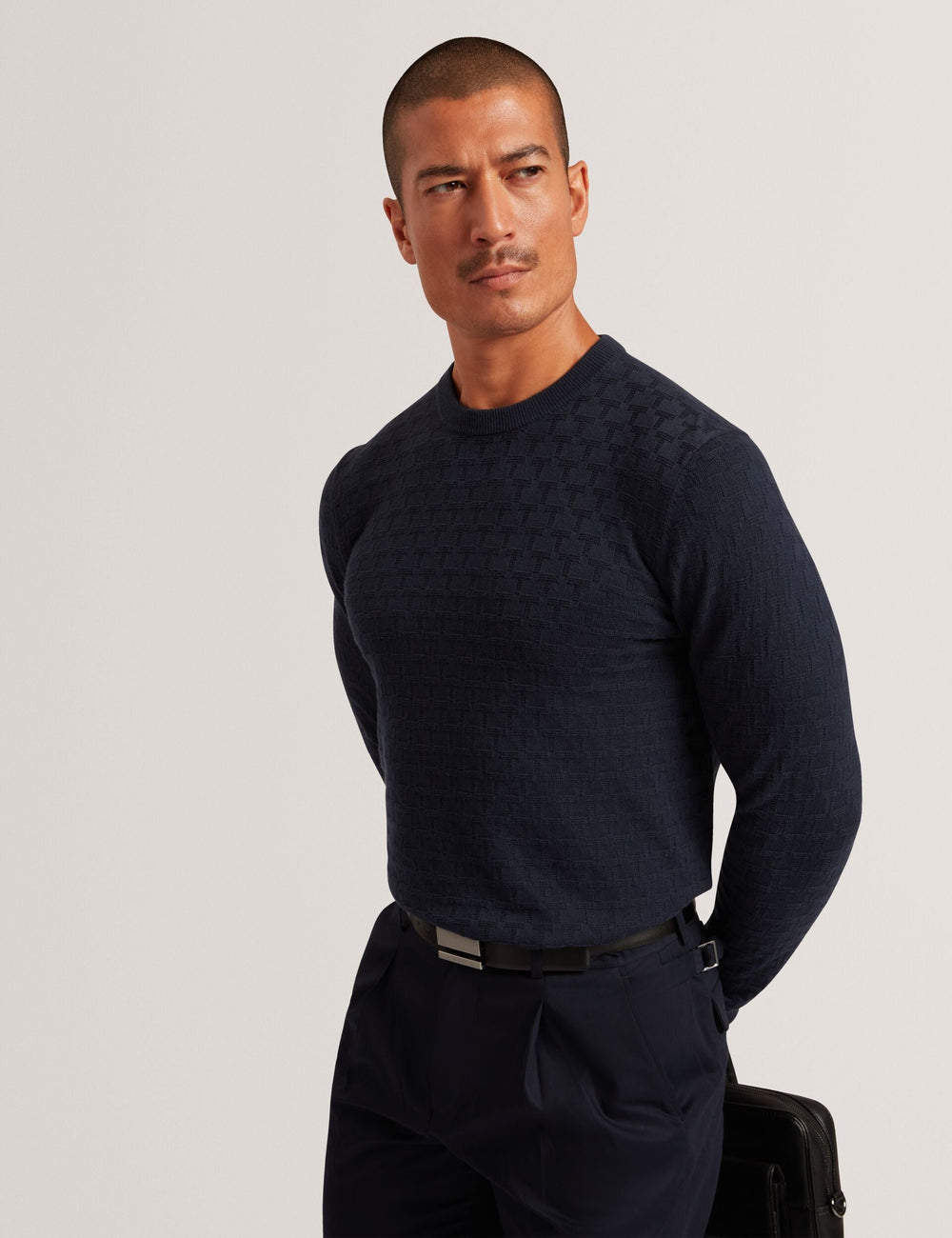 Men|Sale SAINSY Branded Texture Crew Neck Jumper - Ted Baker