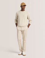 Men T STITCH LONG SLEEVE CREW NECK SWEATER - Egret Heather - Ted Baker