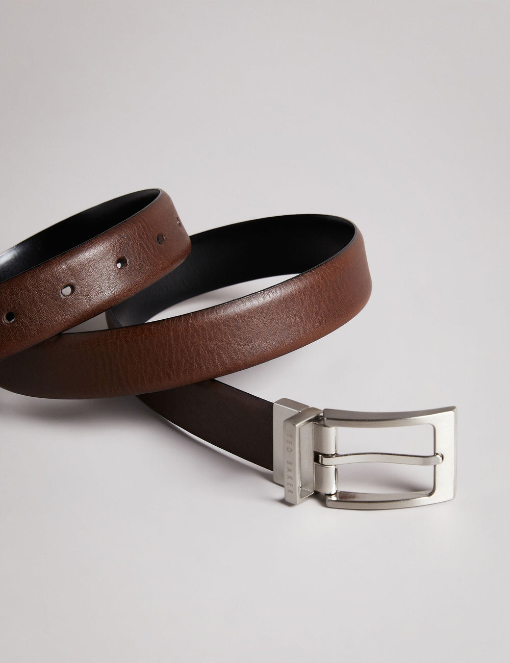 Men KARMER - Brown Reversible Polished Leather Belt - Ted Baker