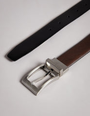 Men KARMER - Brown Reversible Polished Leather Belt - Ted Baker