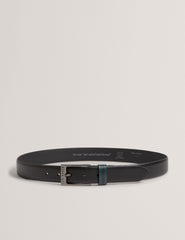 Men KENDON - Grained Leather Belt With Striped Loop - Ted Baker