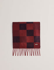 Men PETERRR - Block Check Scarf With Fringe Trim - Ted Baker