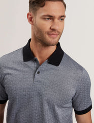 Sale|Men AUGUSO - Textured Jacquard Cotton Polo Shirt - Ted Baker