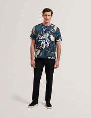 Sale|Men ALMOI - Abstract Floral Print Pure Cotton T-Shirt - Ted Baker
