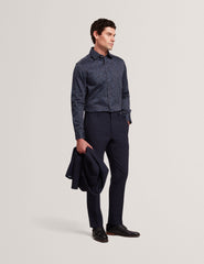Sale|Men BLOCKLY - Mini Leaf Print Long Sleeve Cotton Shirt - Ted Baker