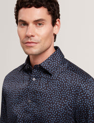 Sale|Men BLOCKLY - Mini Leaf Print Long Sleeve Cotton Shirt - Ted Baker