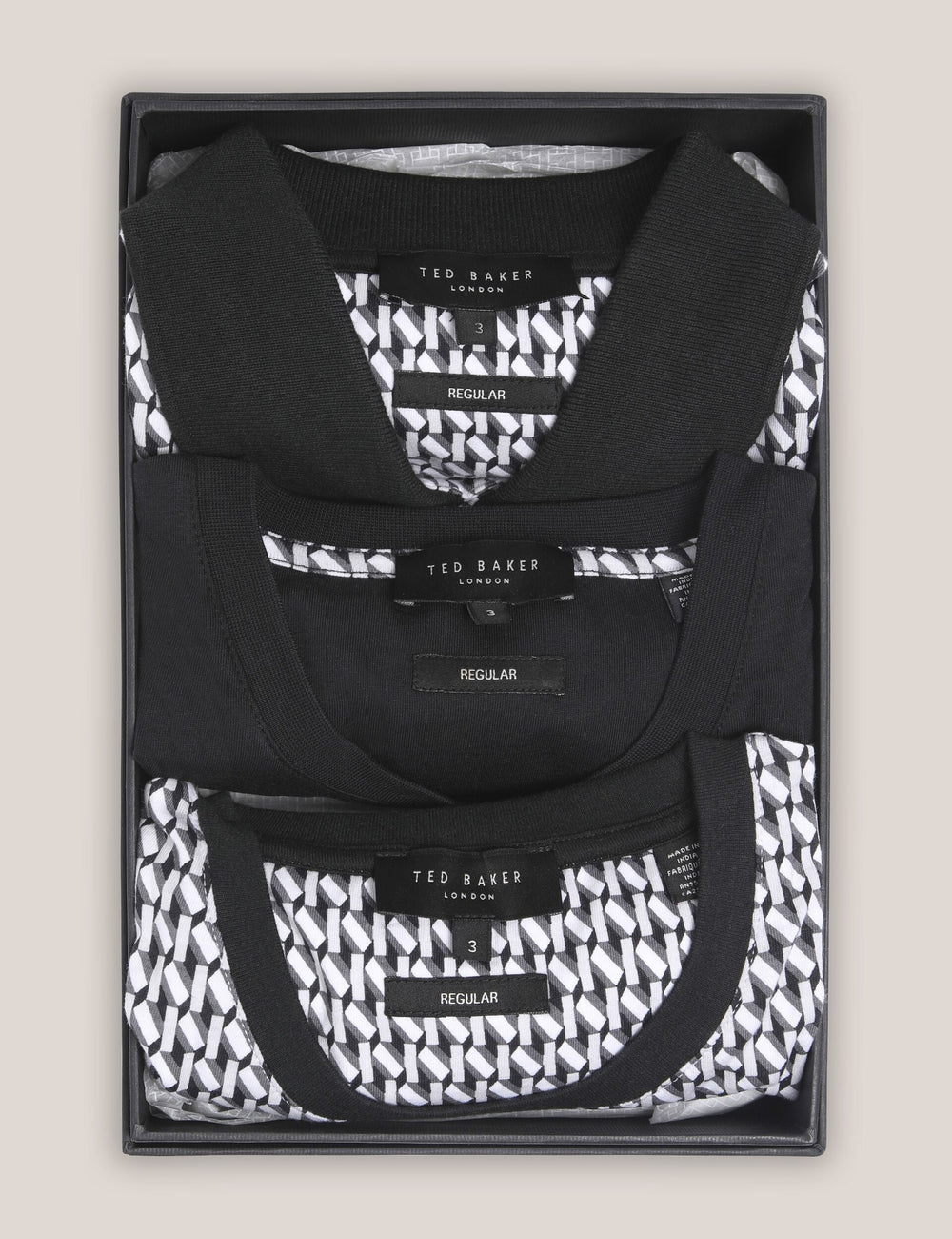 Sale|Men SANGS Geometric Jersey Top Gift Set in Black - Ted Baker