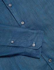 Sale|Men ROMEOS - Blue Regular Fit Cotton Linen Long Sleeve Shirt - Ted Baker