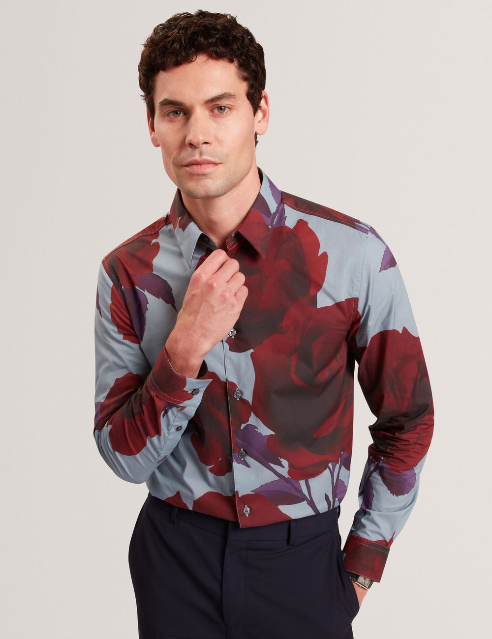 Sale|Men GIVIRA Rose Graphic Cotton Long Sleeve Shirt - Ted Baker