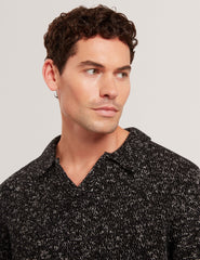 Sale|Men BERRETO Melange Knit Long Sleeve Polo Shirt - Ted Baker
