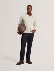 Sale|Men BERRETO Melange Knit Long Sleeve Polo Shirt - Ted Baker