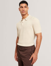 Sale|Men CAELUM Herringbone Texture Knit Short Sleeve Polo - Ted Baker
