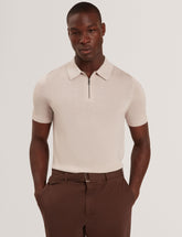 Sale|Men GIVRANS Silk Blend Knit Zip Neck Polo - Ted Baker