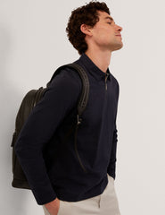 Sale|Men WYTHER Mixed Texture Zip Neck Long Sleeve Polo - Ted Baker