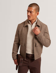 Sale|Men BAGLAN Dogtooth Check Wool Harrington Jacket - Ted Baker