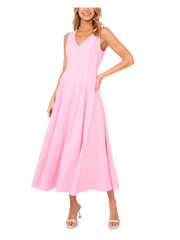 Women SLEEVELESS V-NECK PLEATED MAXI DRESS - Lt-Pink - Ted Baker
